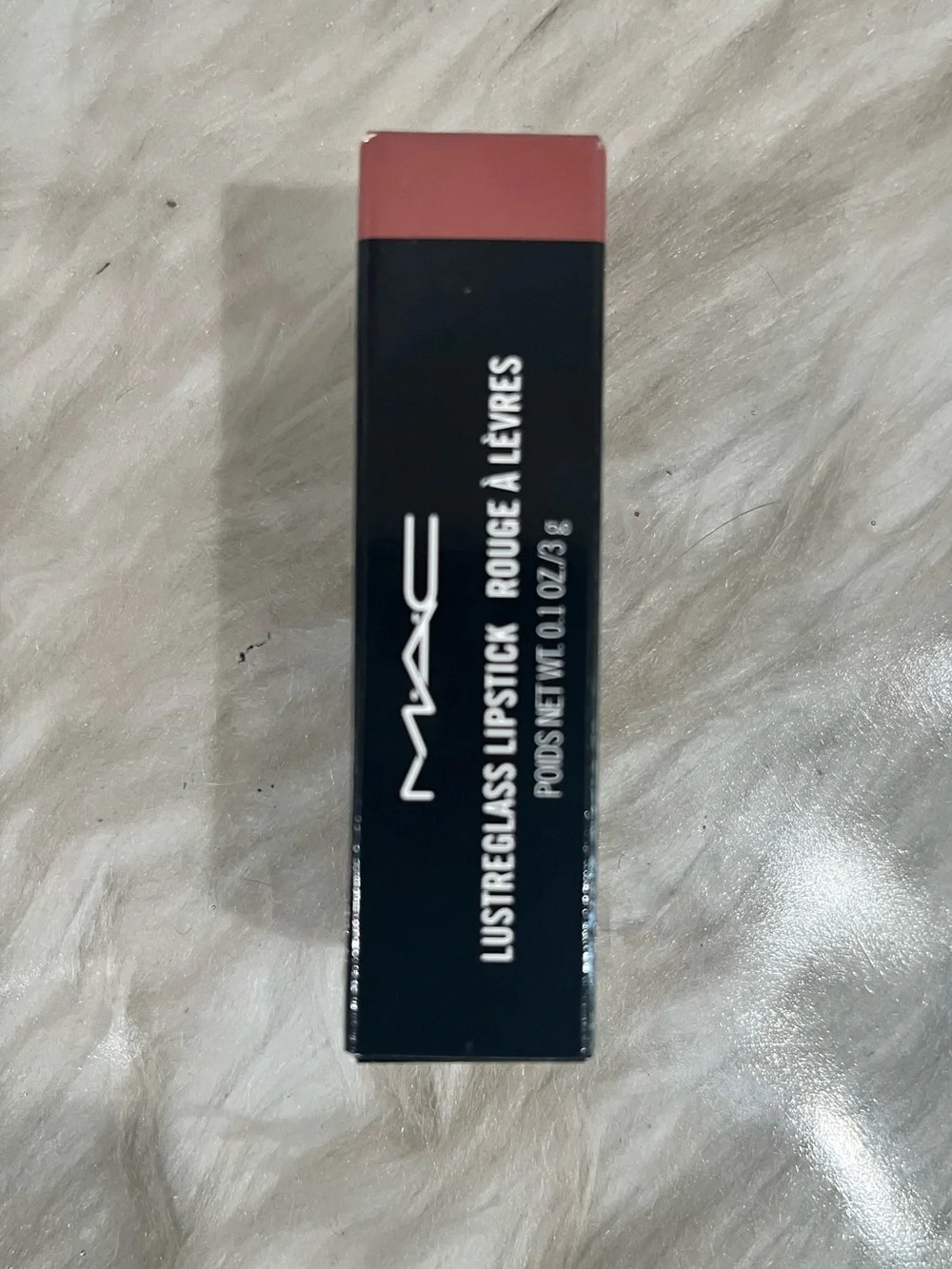 NEW MAC Cosmetics Lustreglass Sheer Shine Lipstick Hug Me 508 Blushed Nude